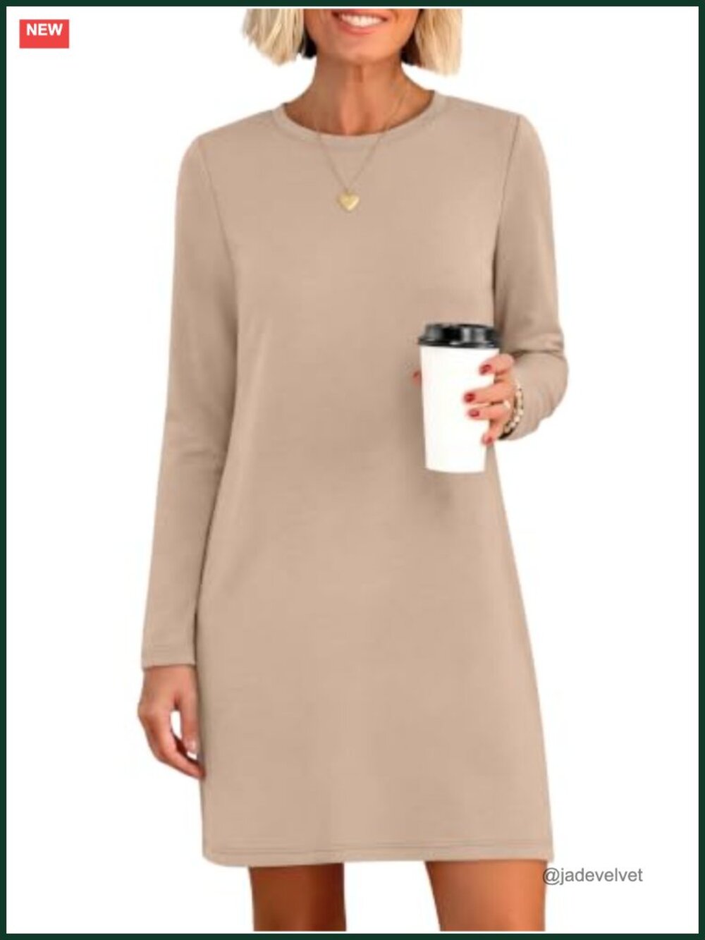 Long Sleeve Crewneck Casual T-Shirt Mini Dress for Women